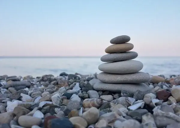 balanced stones on beach