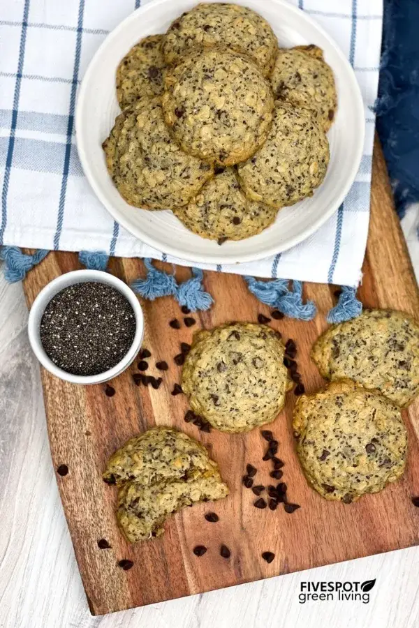 A close-up of oatmeal cookies with chocolate chips, highlighting their rich, chewy texture.