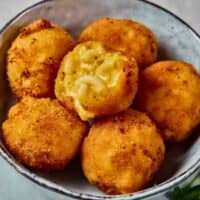 mac and cheese bites in a bowl