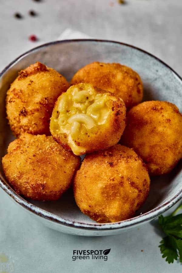mac and cheese bites in a bowl