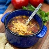 easy vegetarian tortilla soup with shredded cheese