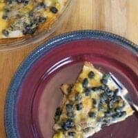 vegetarian enchilada casserole cut on plate