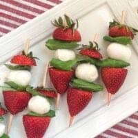 strawberry caprese skewers appetizer red white towel