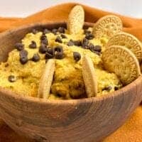 closeup pumpkin cookie dough dip