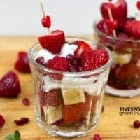 valentines day fruit cups strawberries on cutting board