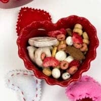 healthy valentine snack mix closeup