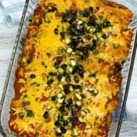 vegetarian black bean enchiladas recipe in pan