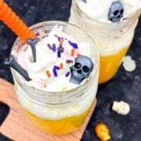 halloween orange drink with skull