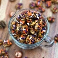 halloween pretzel snack with sprinkles