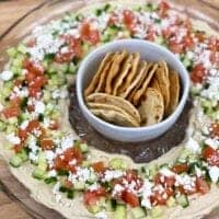 hummus christmas wreath with vegetables