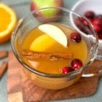 Wassail Drink Non Alcoholic in mug with fruit