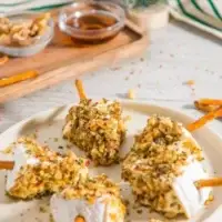 Brie Cheese Christmas Tree Appetizer with pretzels